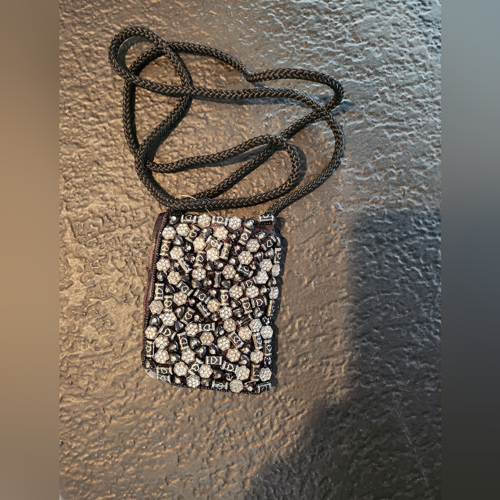 Black &zSilver Small Beaded Bag